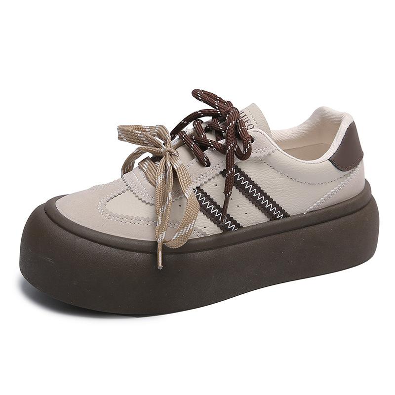 Muffin Platform German Training Shoes Women's 2025 New Autumn Retro Color Matching Versatile Niche Design Casual Board Shoes