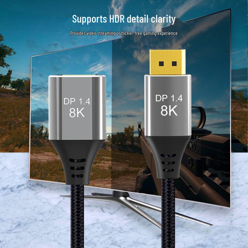 1.4 DP Extension Cable 8K 60Hz Male To Female for Monitor/TV, 4K 144Hz High-Definition Cable