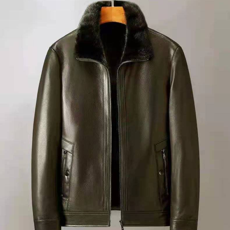 

Мужская кожаная куртка из искусственной норки, зимняя новая флисовая утолщенная кожаная куртка с мехом 190/104A 60 yards 180-200