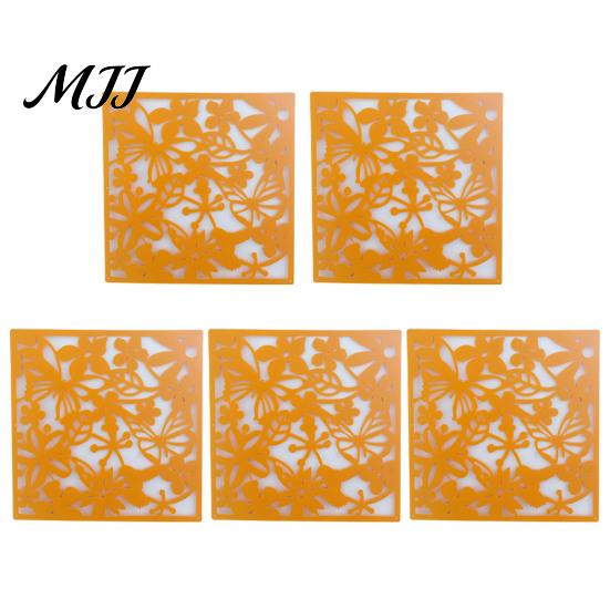 Hanging Partition Panel 5Pcs Room Divider Panel, Hollow Flower Butterfly Bird Wall Screen, Decor Square Decorative for Home Living