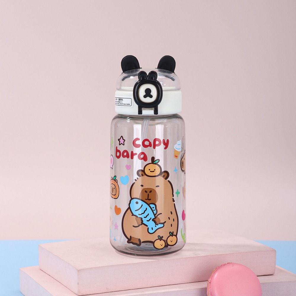 500ml Transparenter Plastikbecher Cartoon Sport Wasserflasche Capybara Wasserflaschen Kaffeetassen