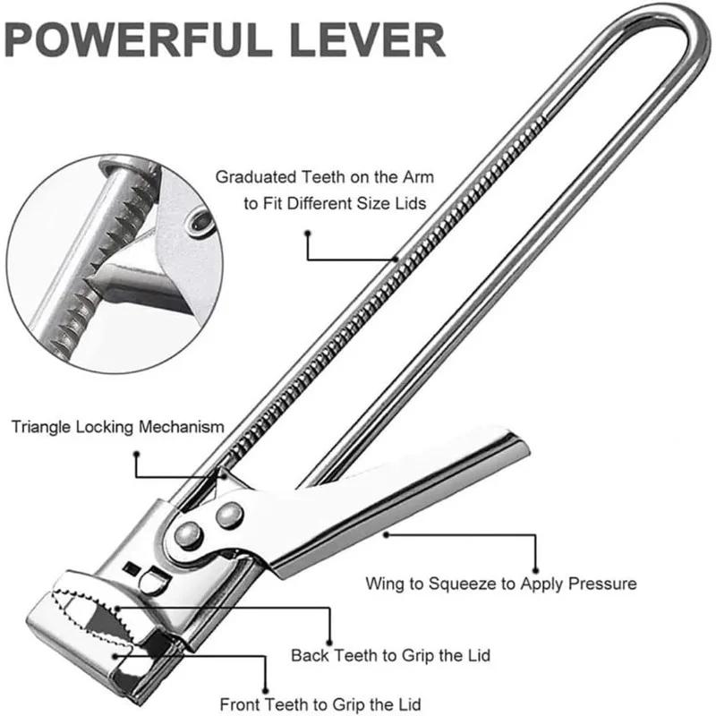 Adjustable Multi-Function Bottle Opener Stainless Steel Lids Off Jar Opener Labor-Saving Screw Can Opener for Kitchen Tools