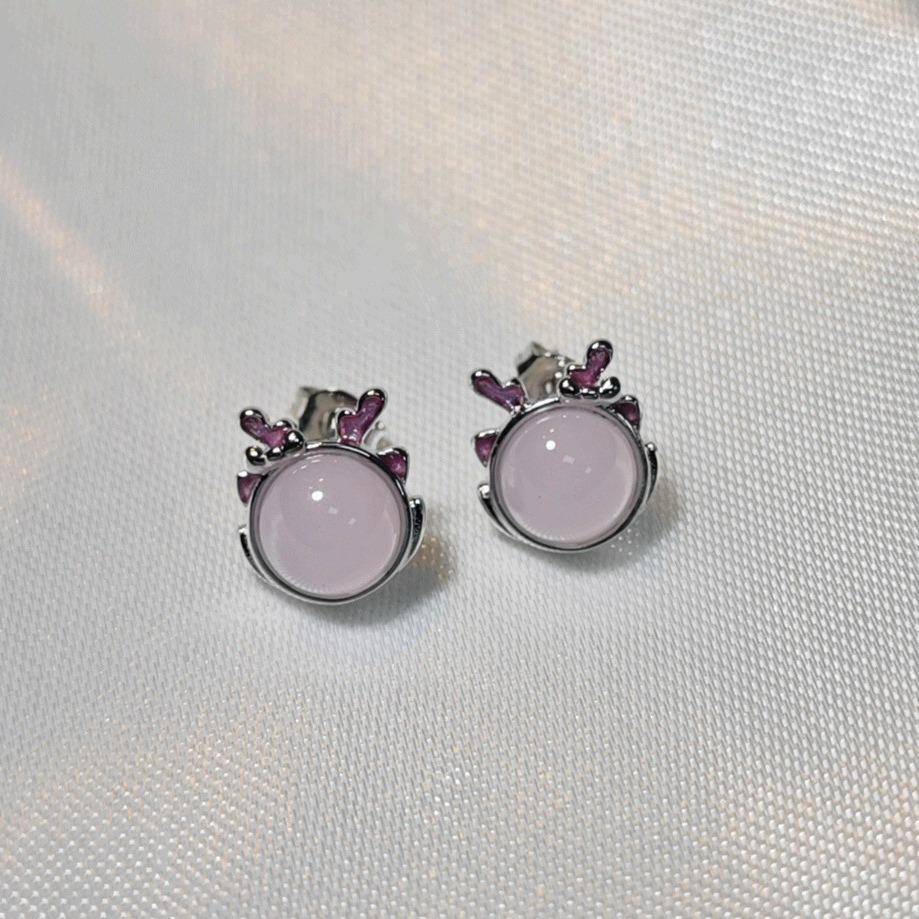 Natural Rose Quartz Dragon Stud Earrings for Women - Cute, Trendy, Versatile, Exquisite, Guardian Benming Year Accessory.