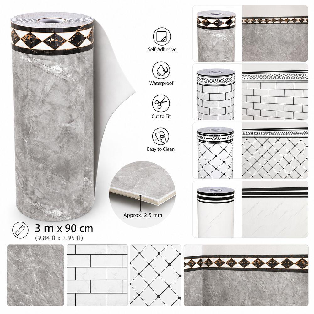 Self Adhesive Imitation Ceramic Tile Stickers Waterproof Wall Panel Sticker Home Wall Renovation