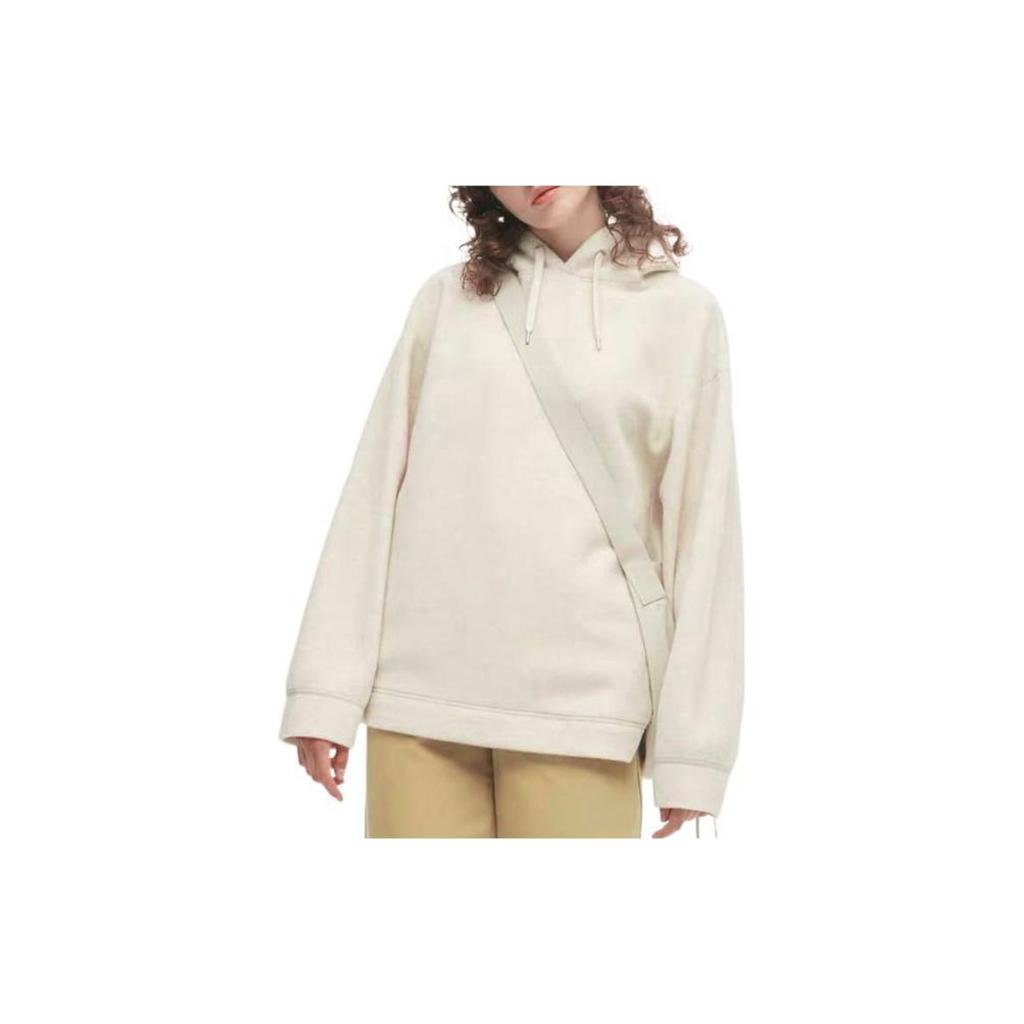 Uniqlo Plain Loose Fit Hooded Long Sleeve Minimalist Pullover Sweatshirt Unisex Sweatshirt Light-Beige 452187-30