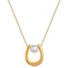 U-Shaped Pearl Personalized Minimalist Wind Stove Real Gold Necklace Female Collarbone Chain