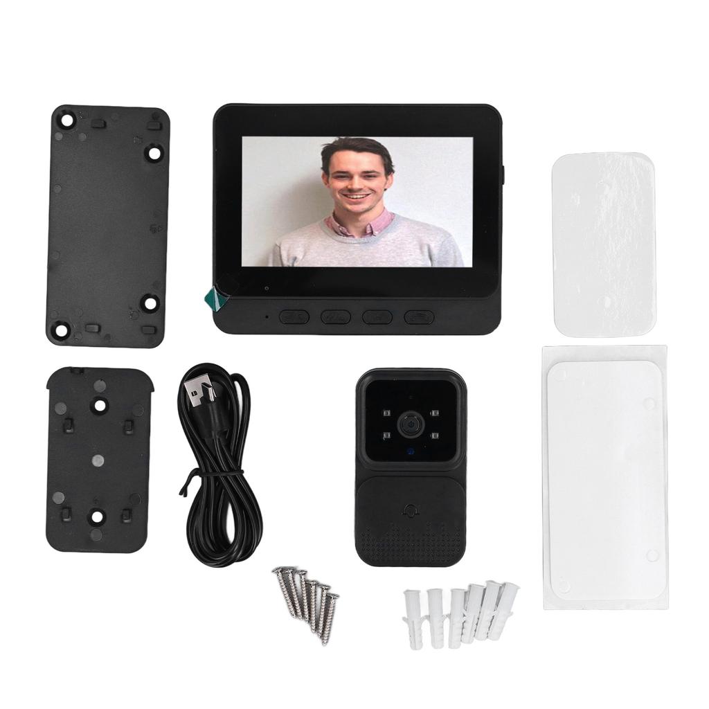 Wireless Video Doorbell 4.3in Stable Connection 2 Way Intercom WiFi Video Doorbell for Home Indoor