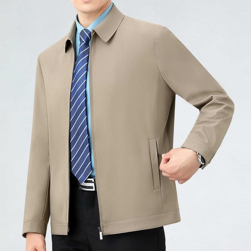 Mulberry Silk Spring and Autumn New Men's Casual Jacket Coat Middle-aged and Elderly Cadres Administrative Business Large Size Dad Tops