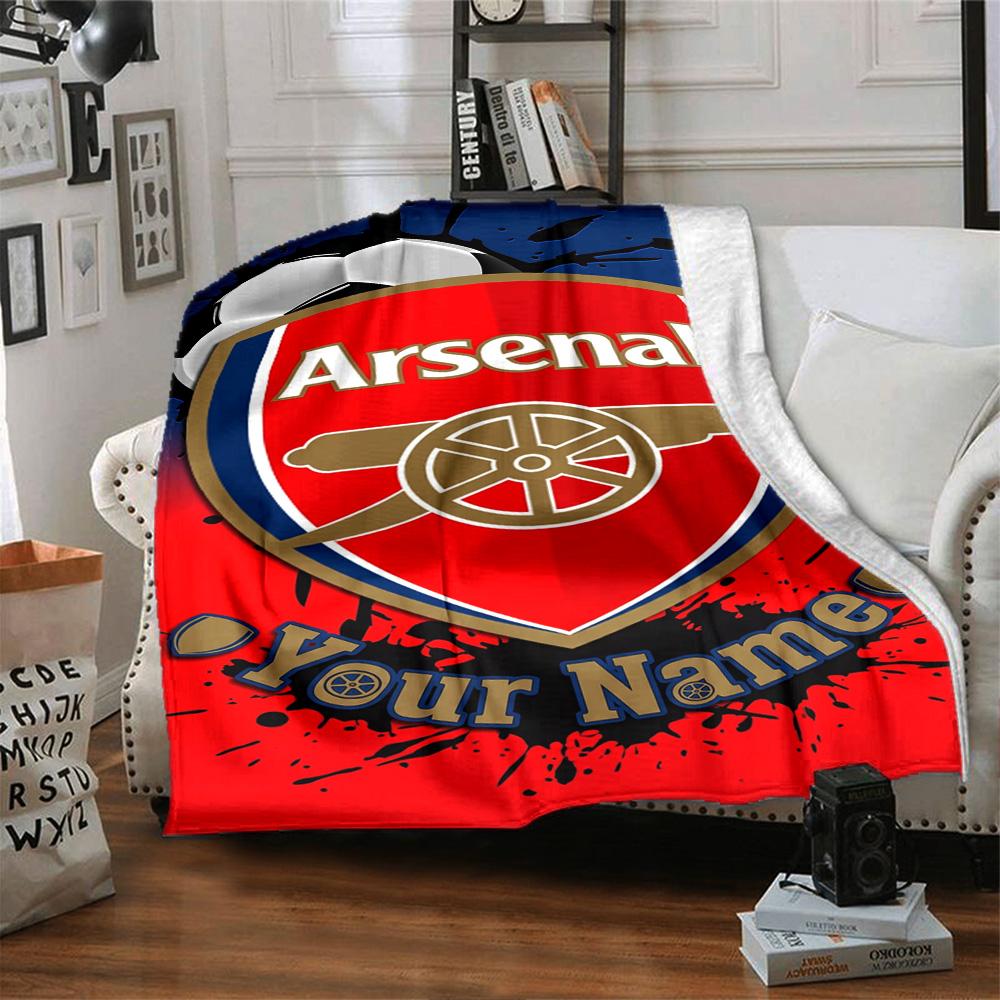 Arsenal Football Player Customize Text Blanket Gift Customizable Blanket Comfortable Perfect for Home Decor Seaside Living Room Picnics