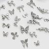 10 Pcs/Set 3D Bows Nails Charms Sparkling Butterfly Nails Charms Alloy Manicure Supplies Nails Art Decorations for Women
