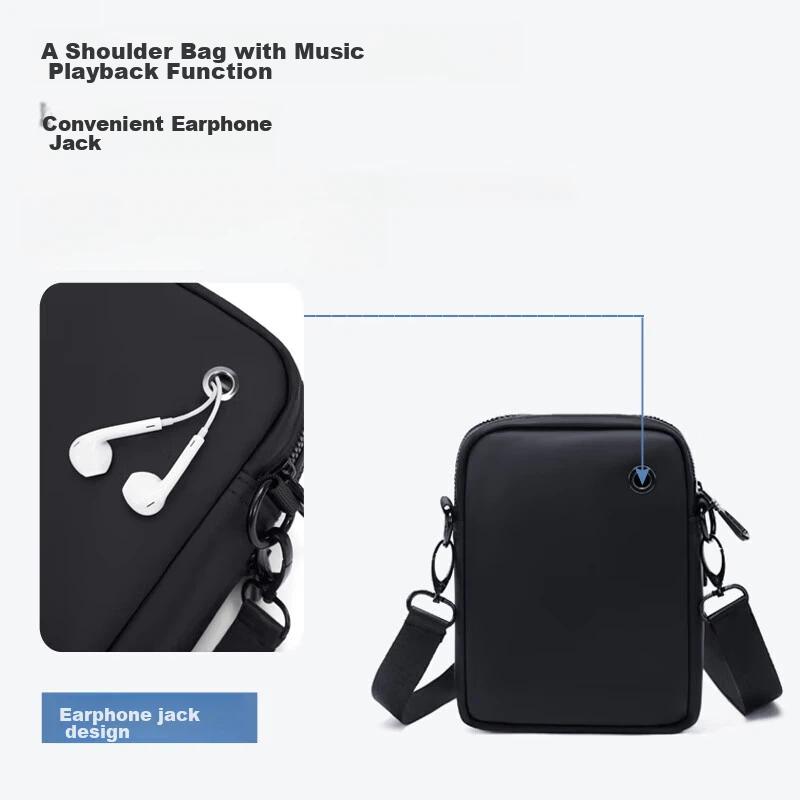 GOLF Casual Crossbody Bag, Lightweight Phone Pouch, Water-Resistant Sport Bag, Black