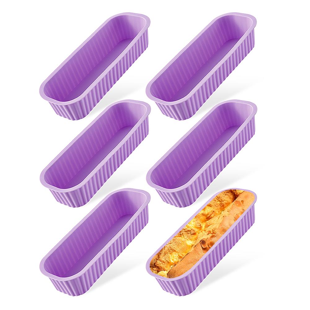 6Pcs Mini Loaf Baking Pans Household Rectangle Silicone Baking Box Non Stick Cake Pan DIY Bread Mold Baking Tray Bakeware