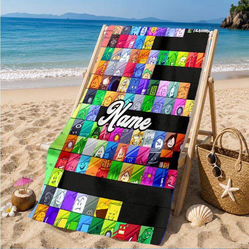 Custom Name Colorful Dream Island Beach Towel Microfiber Beach Towel, Lightweight and Quick-Dry, for Summer Travel, Swimming Pool Gift