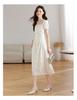 Elegant French White Summer Dress - Designer Style, Slim Fit, Long Skirt