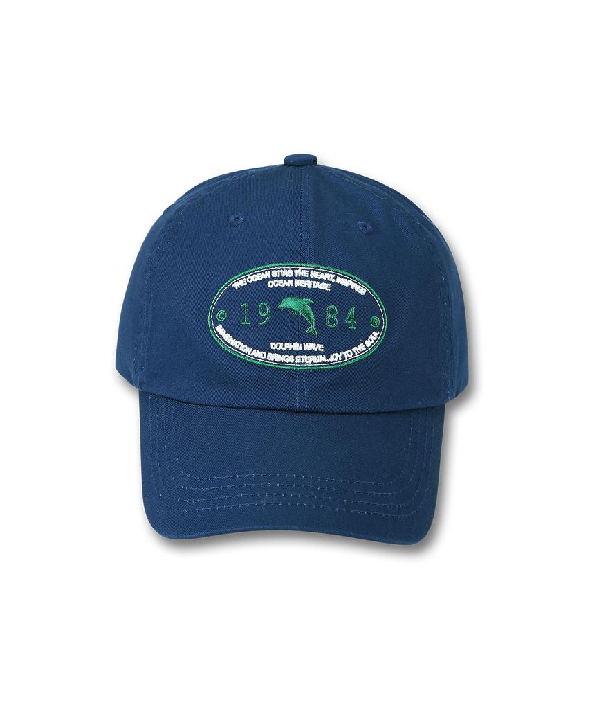 DOLPHIN WAVE APPAREL Oval Dolphin Ball Cap Deep Blue