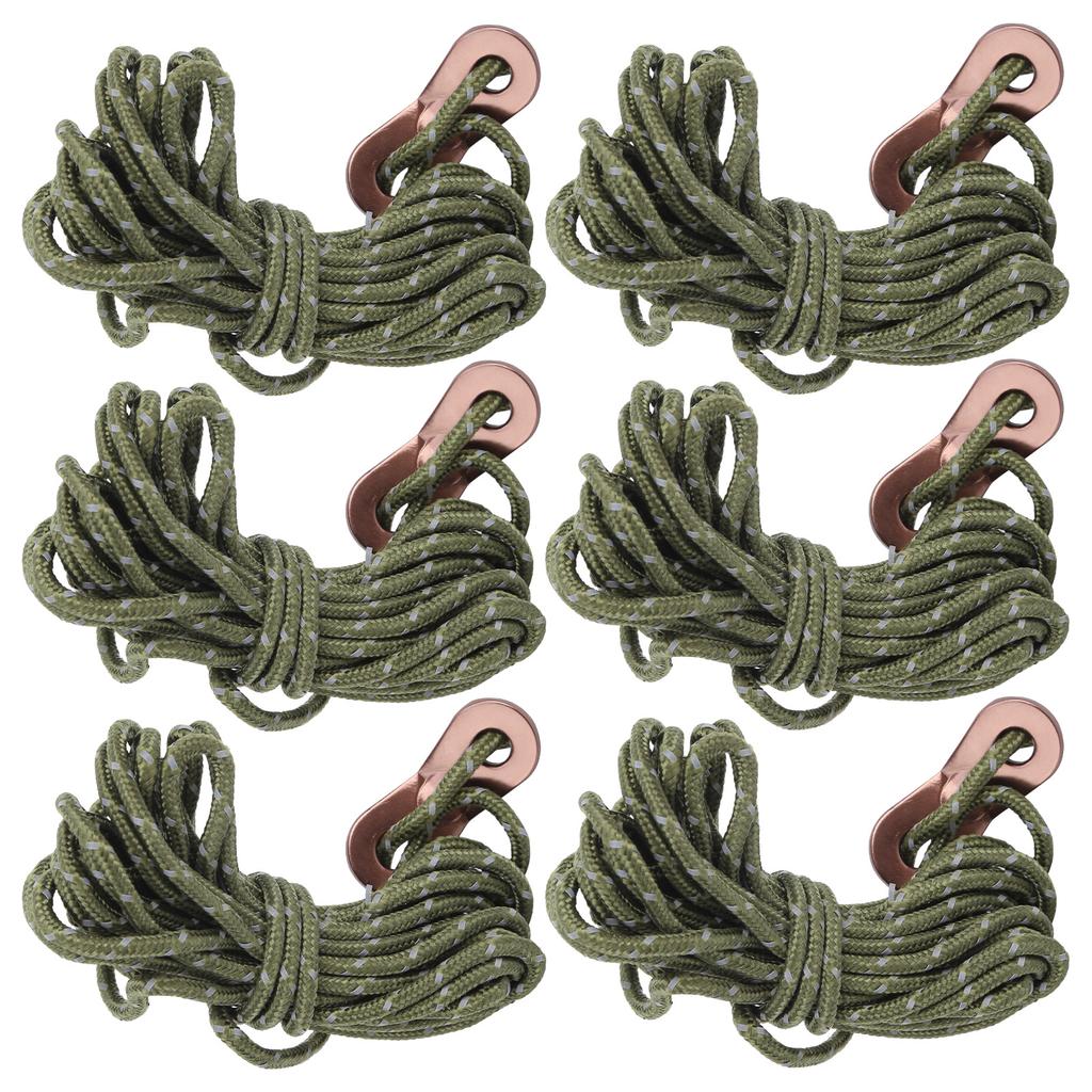 6PcsSet 4M 3MM Reflective Tent Ropes with Aluminum Alloy Buckle for Camping HikingReflective Army