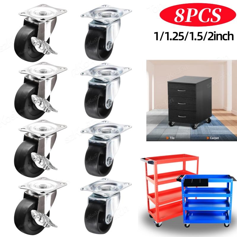 8/1/1Pcs 1/1.11/1.1/1inch PVC Furniture Caster Wear Resistant Mute Universal Heavy Trolley Wheels 161 Degrees Swivel Castor