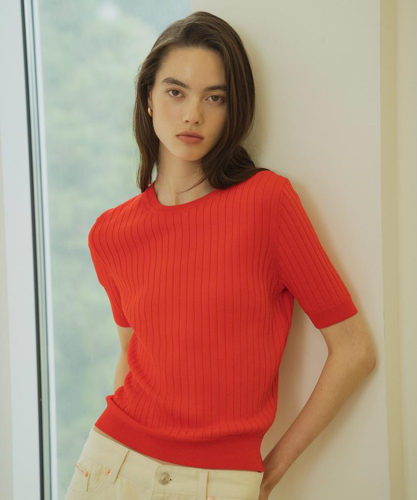 Siyajyu Sikn2074 Round Neck Ribbed Knit_Red