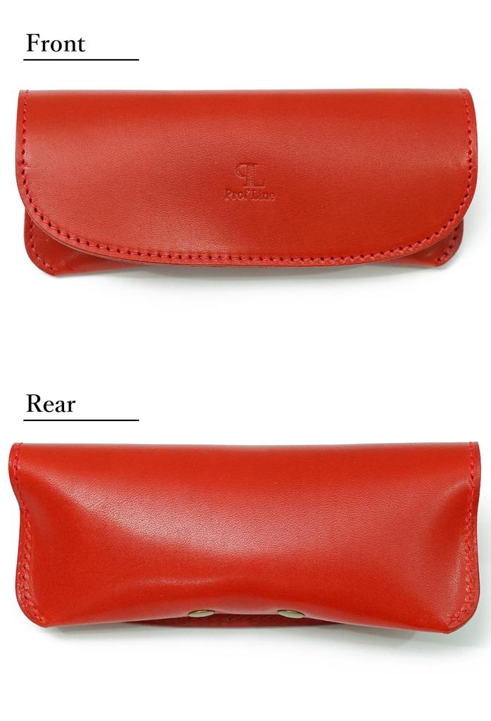 Shinshu Tochigi Leather Eyeglass Made in Eyeglass Sunglasses for Men and Genuine Tanned Made in Torigi Red [Prof Line] Case, Japan, Soft, Large, Case,