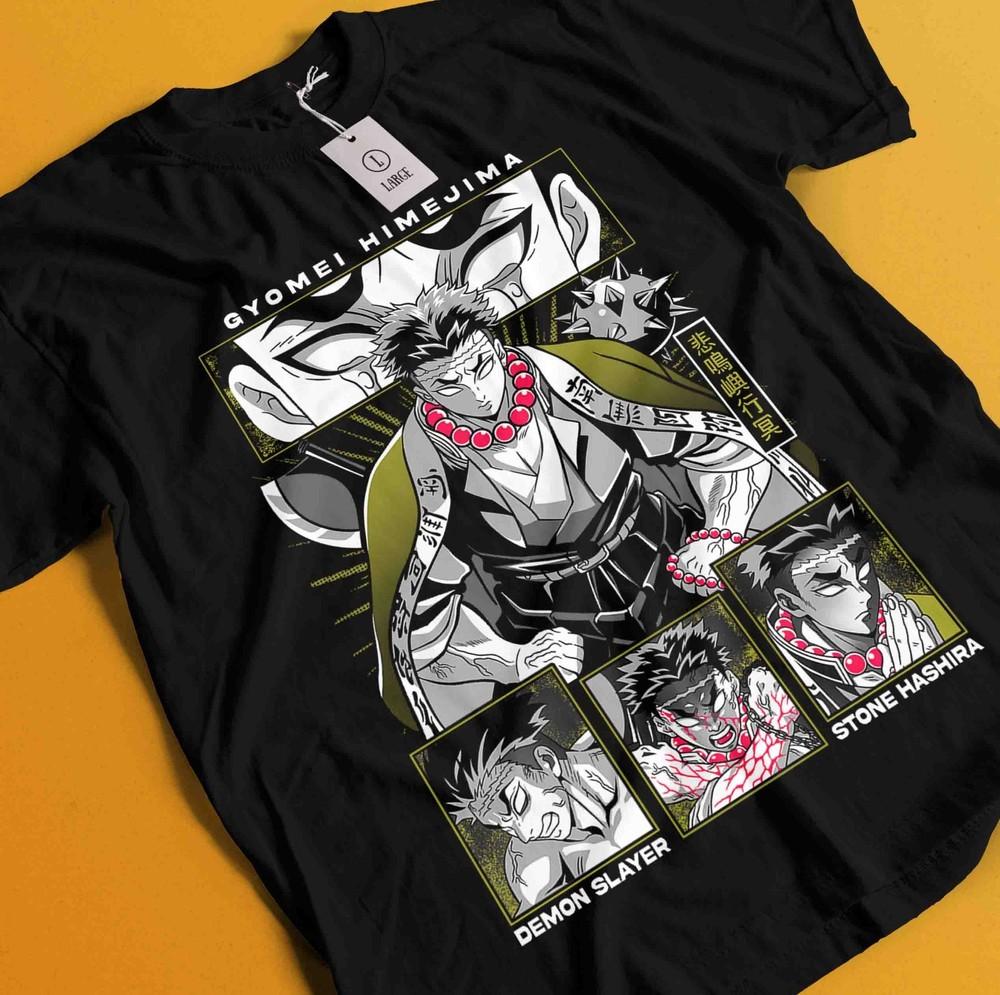 

Рубашка Истребитель демонов Футболка Каменный Хасира Футболка Гёмей Химедзима Мудзан Тандзиро 4XL