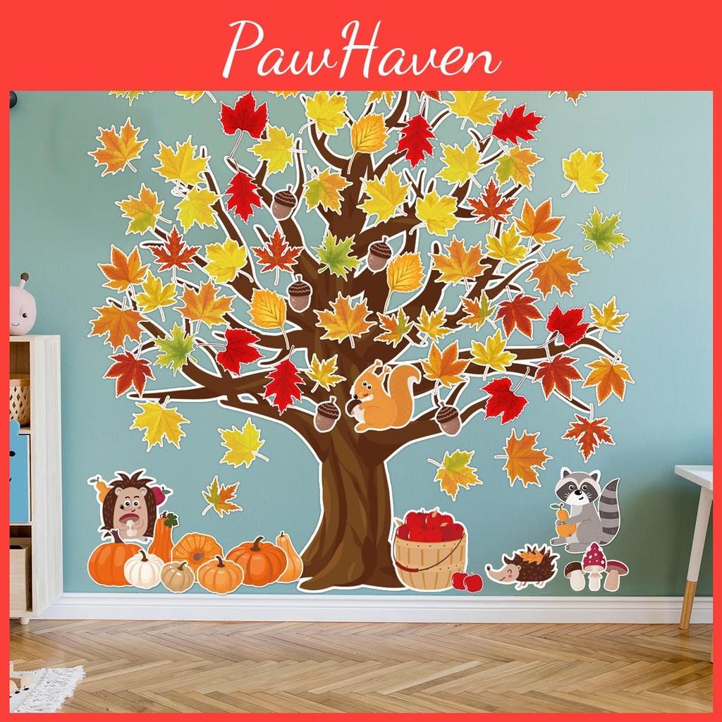 Fall Thanksgiving Season Maple Leaf Wall Stickers Paper Holiday Classroom Decor