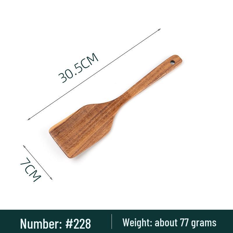Teak Acacia Wood Kitchen Utensil Set: Spatula, Spoon, Ladle, Turner, Long Handle Rice Spoon