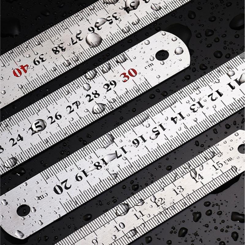 Stainless Steel Ruler with Inches Centimeters Scales Math Measuring Ruler Geometry Drafting Tool for Drawing Drafting