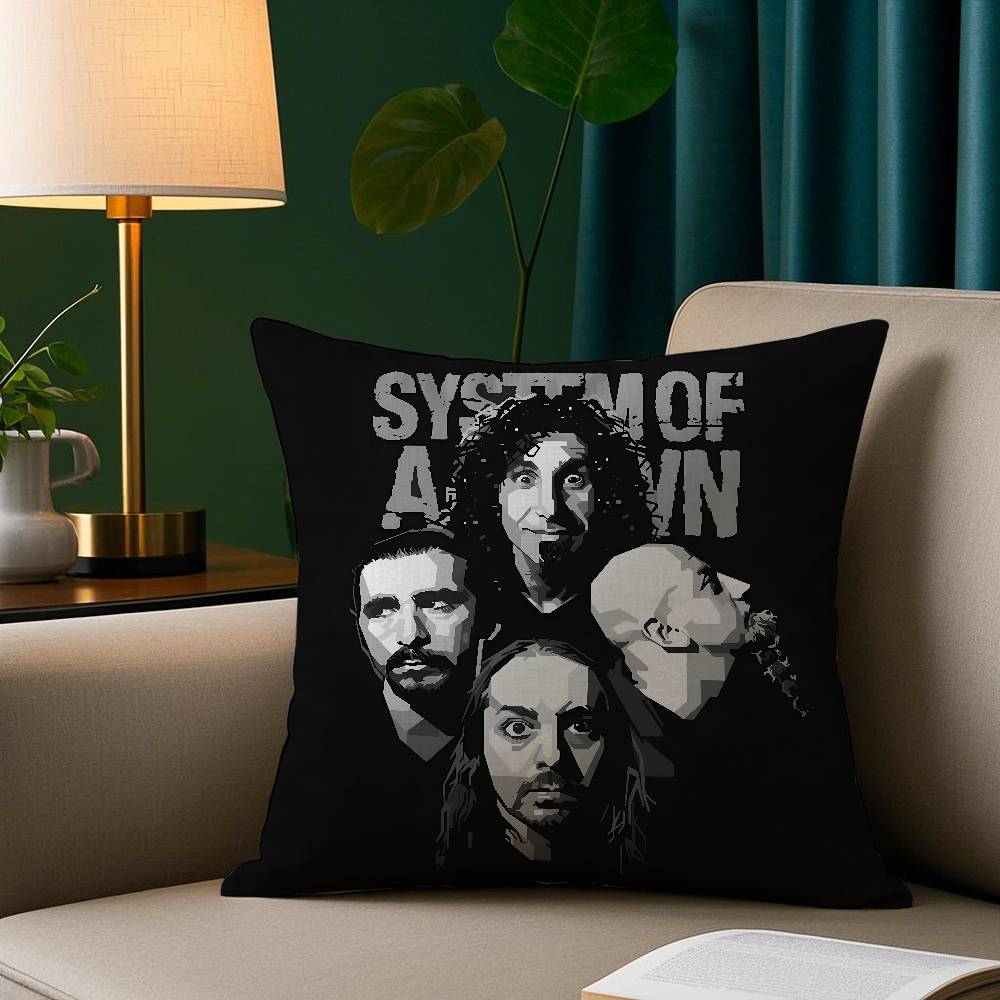 

S-System Of A D-Down Pillow Case Short Plush Print Cushion Cover Square Throw Pillow Covers Sofa Home Decor 12x12Inch