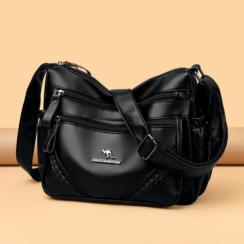 Middle-Aged Bag Women's Soft Leather Shoulder Bag Large Capacity Mother Bag Crossbody Handbag