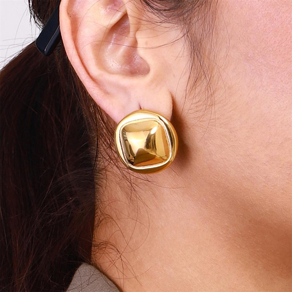 Yori Exclusive Design Stainless Steel Metal Stud Earrings Bright Anti Allergy Waterproof Charm Texture High Quality Jewelry