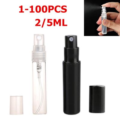 1-100PCS 2/3/5ML Botellas de spray atomizador de perfume recargables transparentes para muestras Botella contenedor de maquillaje