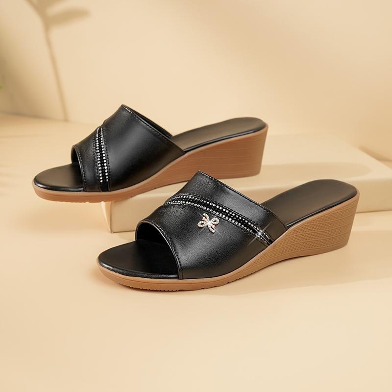 Fashion AIYUQI Women Slippers Large Size 41 42 43 Wedge Mom Summer Slippers 2024 New Casual Women Sandals One Line Slippers Ladies