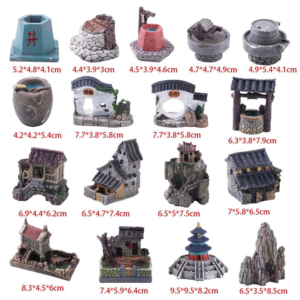 Cute Mini Tradiational Crafts DIY House Model Scene Statue Bonsai Decor Figurines