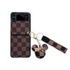 Chessboard Folding Screen Clamshell Mobile Phone Case For Samsung Zflip4 Bow Tie Mouse Pendant Portable Rope