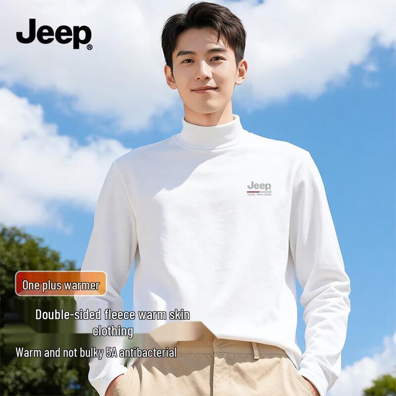 JEEP Men s Fleece-Lined Thermal Mock Neck Long Sleeve T-Shirt XL