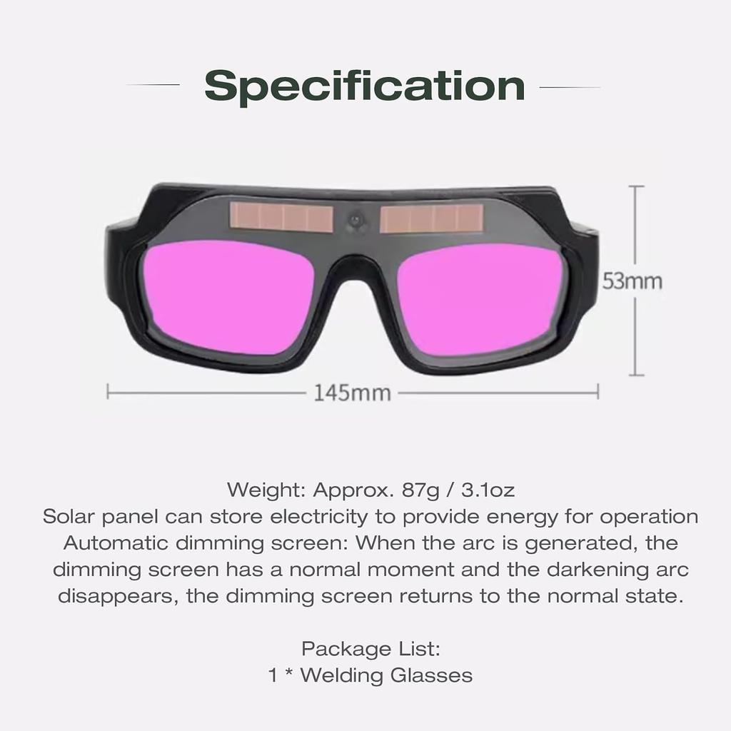 Lunettes de soudage solaires à assombrissement automatique, Lunettes de soudage à arc à l'argon à assombrissement automatique avec sonde haute sensibilité, Protection oculaire anti-buée anti-éblouissement