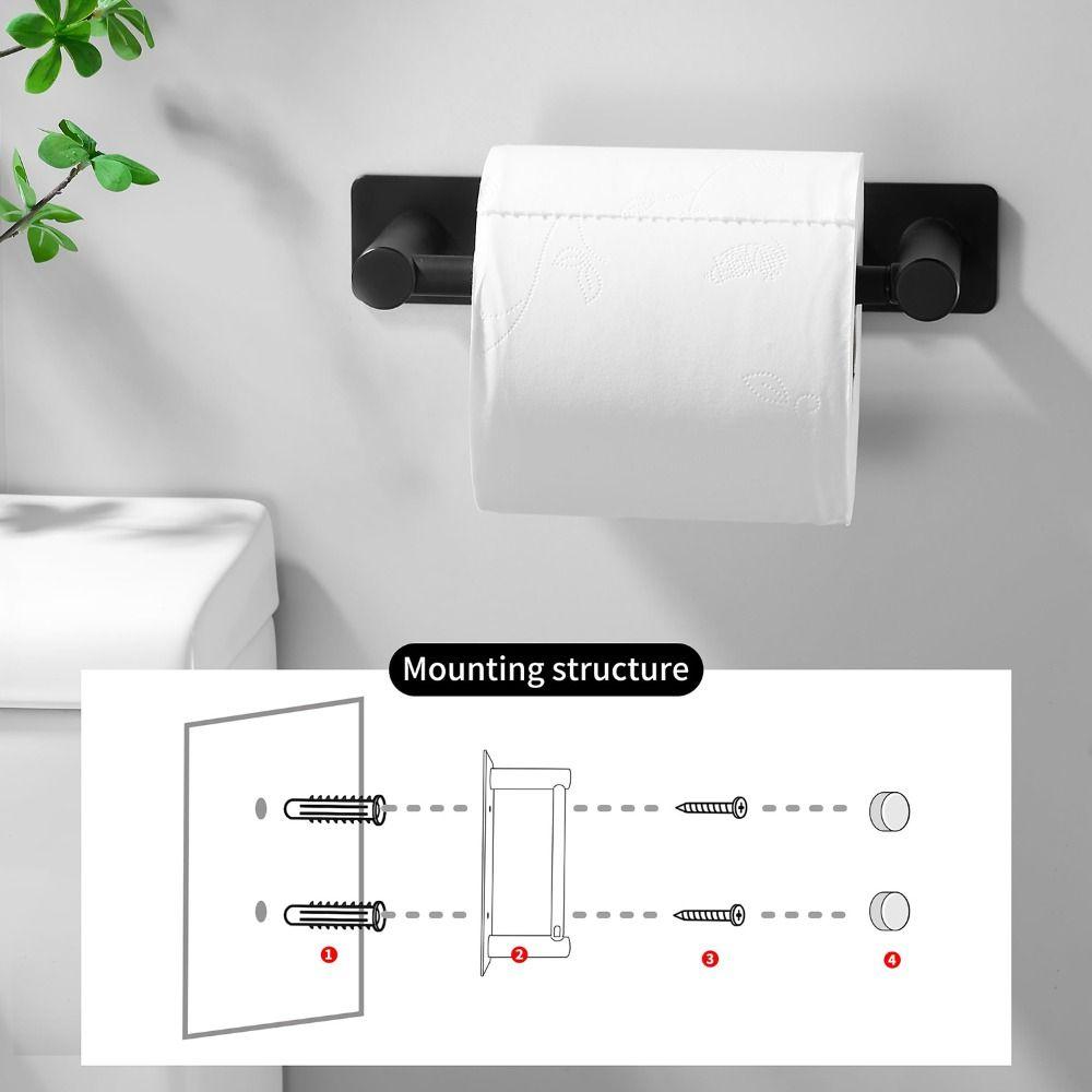 Wall Mounted Toilet Paper Holder Stainless Steel Pivoting Toilet Roll Holder Self Adhesive No Drilling Tissue Roll Holder