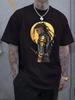 Casual Graphic T-shirt - Black Samurai Warrior Print