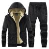 Tuta da uomo autunno inverno, spessa e calda, con cappuccio e pantaloni, set casual da uomo, cappotto + pantaloni, completo in velluto, 2 pezzi, abbigliamento sportivo