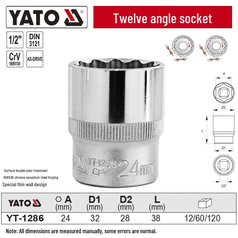 YATO 1/2" 12,5mm Kurzer 12-Kant-Steckschlüssel