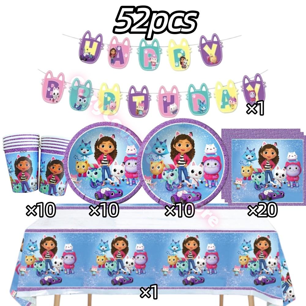 Gabby Dollhouse Birthday Party Decoration Gabby Plates Cups Napkins Cake Topper Balloons For Kids Party Favors Gifts Photo Booth