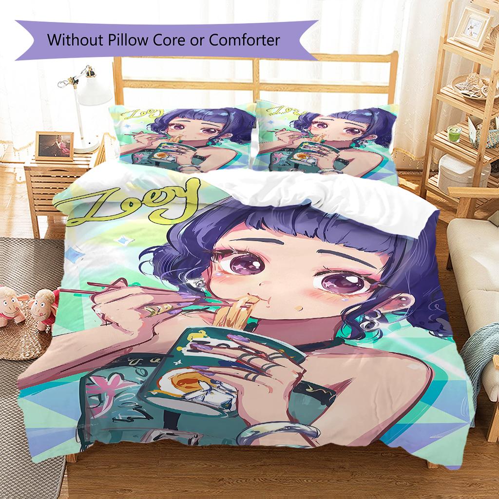Pościel z wzorem Łowców Demonów K-pop, Zestaw kołdry Poszewka na kołdrę Poszewka na poduszkę Domowy prezent urodzinowy (1 * poszwa na kołdrę + 2 * poszewki na poduszki, bez rdzenia)