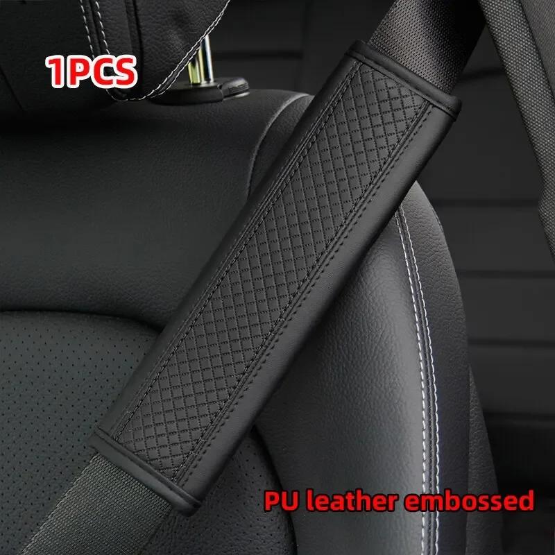 Car Seat Belt Cover Shoulder Pad Leather Seat Belt Crown Crystal Rhinestones Seat Safety Belt Case For Car Shoulder Strap Pad