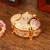 Oval Shape Trinket Box Relief Design Jewelry Storage Case Jewelry Organizer  For Girls