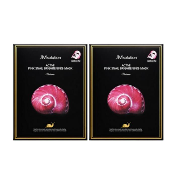 

JMsolution Активна рожева маска для освітлення шкіри з муцином равлика Prime, 30 мл × 10 аркушів × 2 коробки 20sheets-2boxes