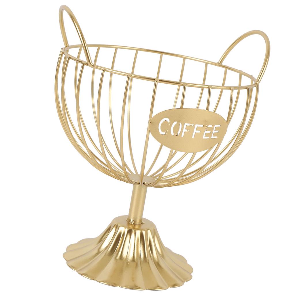 Coffee Pod Holder Iron Coffee Capsule Basket Bar Counter Organizer for Kitchen Office Desktop Gold