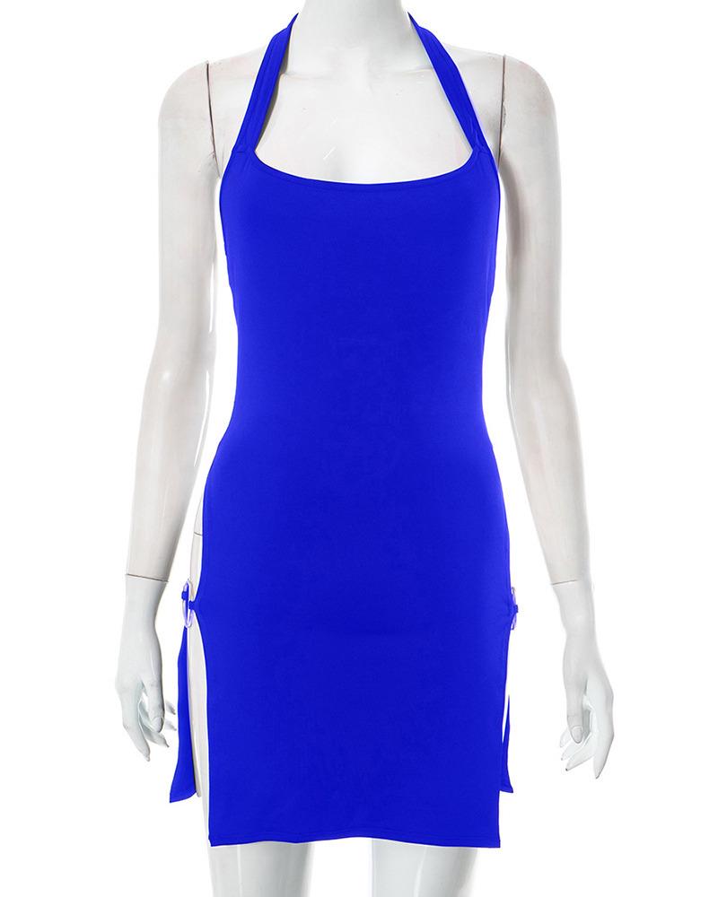European/American Style 2026 Summer Halterneck Backless Bodycon Dress