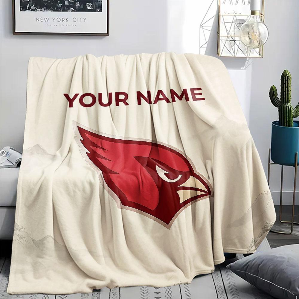 Custom Name,Arizona Cardinals Printed Flannel Blanket, Soft Throw for Bedroom Sofa, Washable, Christmas Present, Great Gift.