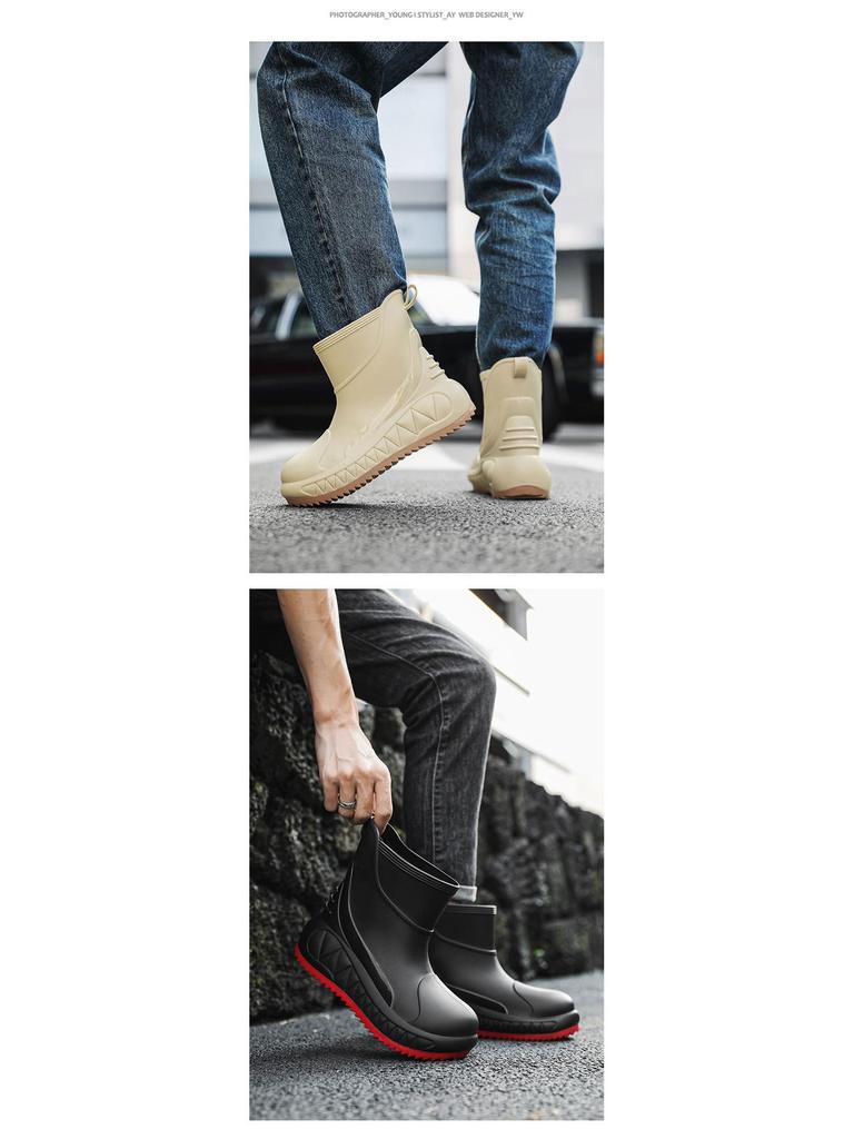 Men's Non-Slip, Wear-Resistant Rain Boots with Thick Soles for Outdoor, Fishing, and Casual Use