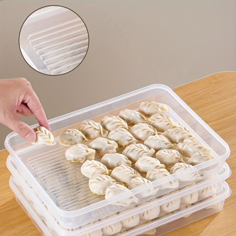 4-Pack Airtight Rectangular Dumpling Containers, BPA-Free Plastic PP Food Storage Box, Freezer-Safe with Lids